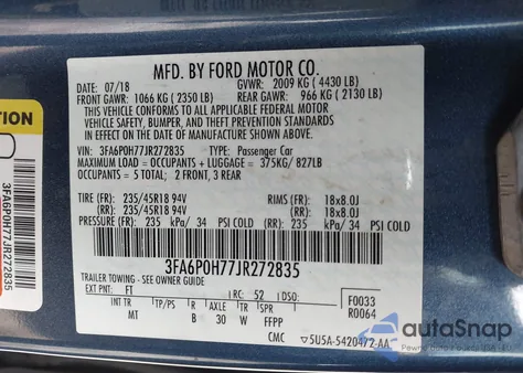 2018 Ford Fusion Se from USA, damaged, VIN 3FA6P0H77JR272835
